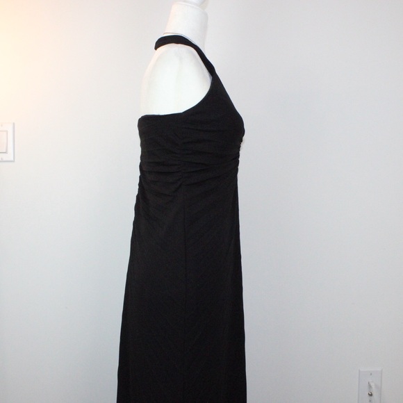 Black Halter Maxi Dress Ruched Bodycon Formal Evening Y2K - Picture 5 of 8